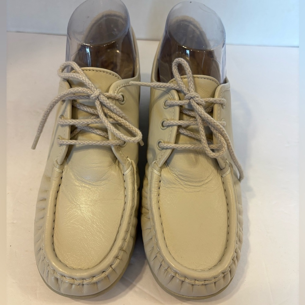 SAS Siesta cream leather lace-up loafer shoes size 8.5M